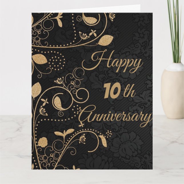 Tarjeta Elegante, lujoso, décimo aniversario (Anverso)