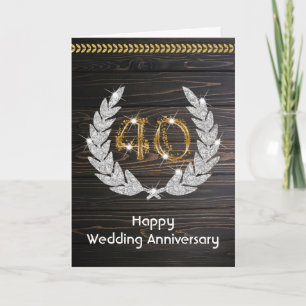 Tarjeta Elegante madera rústica 40 aniversario de bodas
