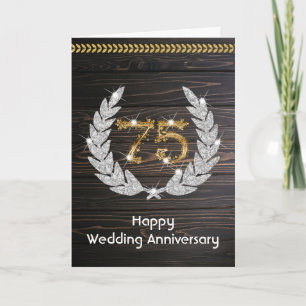 Tarjeta Elegante madera rústica 75 aniversario de bodas