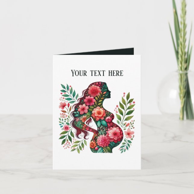 Tarjeta Elegante madre embarazada agrega texto a cualquier (Anverso)