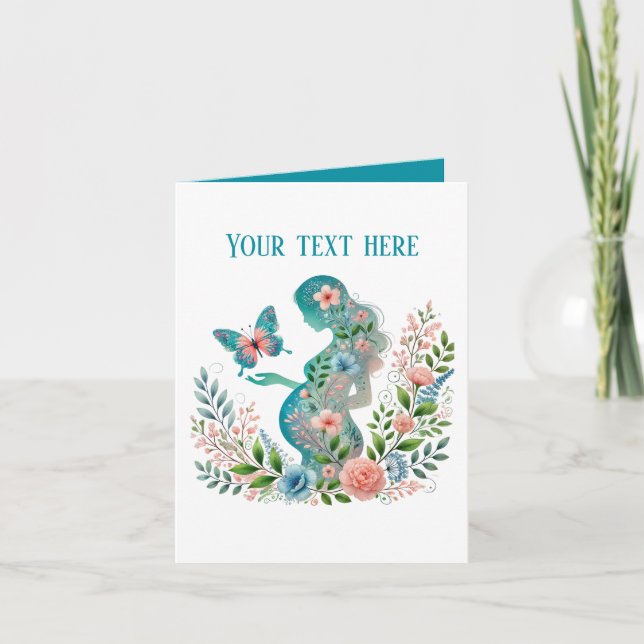 Tarjeta Elegante madre embarazada agrega texto a cualquier (Anverso)