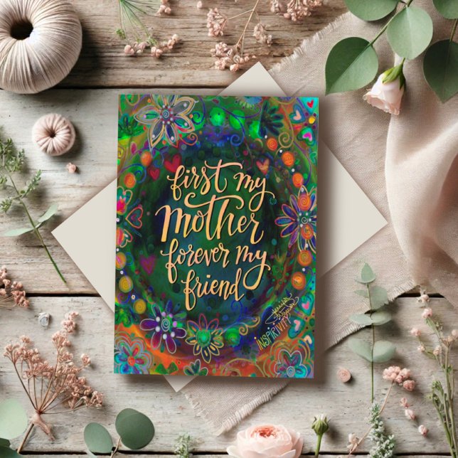 Tarjeta Elegante Madre Floral Amigo Cita Verde (Subido por el creador)