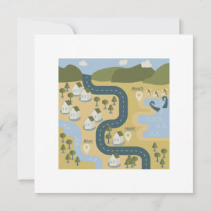 Tarjeta Elegante mapa de viajes de vacaciones de personali