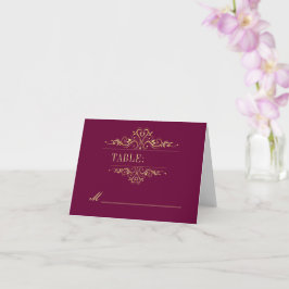 Tarjeta Elegante marco dorado burdeos lugar boda