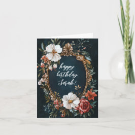 Tarjeta Elegante marco floral Vintage PERSONALIZADO NOMBRE