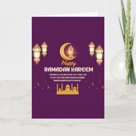 Tarjeta Elegante Media Luna de Oro Saludo de Ramadan Mubar