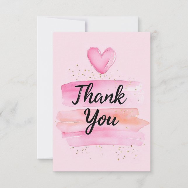 Tarjeta Elegante mensaje de agradecimiento con corazón acu (Anverso)