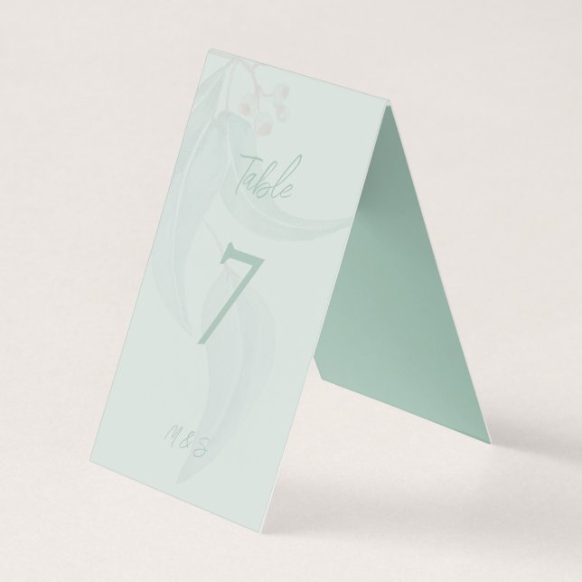 Tarjeta Elegante Menta Eucalipto Boho Chic (Anverso)