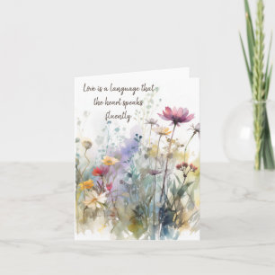 Tarjeta Elegante Mezcla Floral de Acuarela de Primavera pa