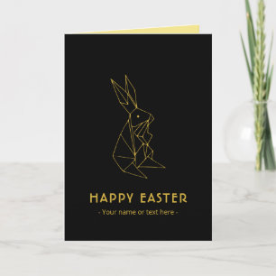 Tarjeta Elegante Minimalista Negro y Oro Feliz Pascua