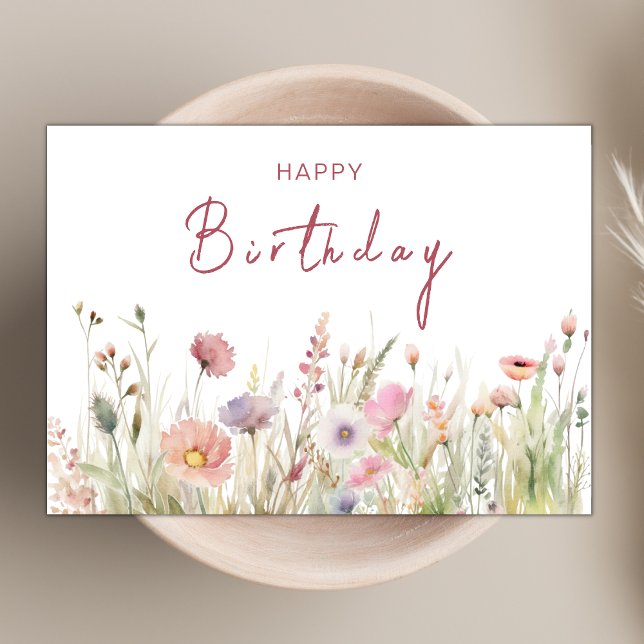 Tarjeta Elegante Moda Boho Wildflower Tema Feliz cumpleaño (Subido por el creador)