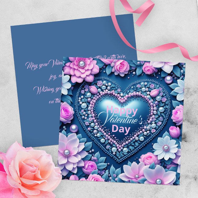 Tarjeta Elegante Moda Corazón Perlas El día de San Valentí (Subido por el creador)
