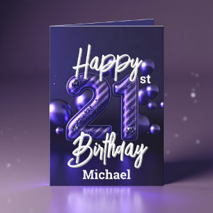 Tarjeta Elegante Moda lujosa Purple 21º cumpleaños