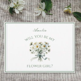 Tarjeta Elegante Moda personalizada Daisies Bow Flower Gir