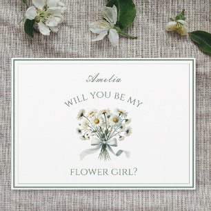Tarjeta Elegante Moda personalizada Daisies Bow Flower Gir