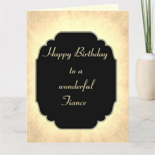 Tarjeta Elegante moderno cumpleaños prometido negro y dora