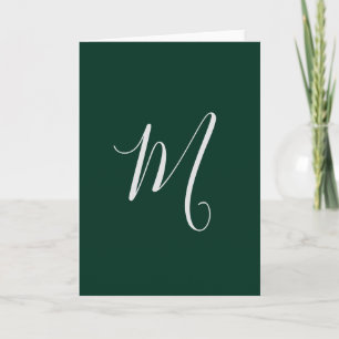Tarjeta Elegante Moderno Plano Verde Oscuro Monograma de N