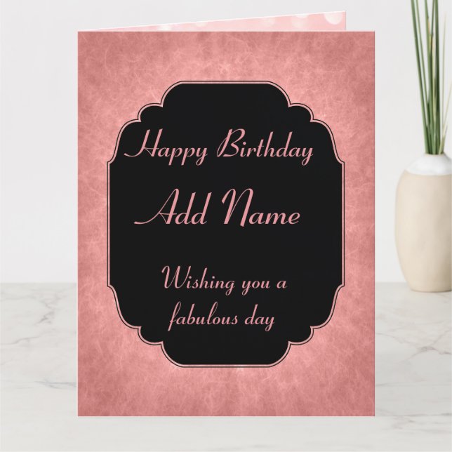 Tarjeta Elegante moderno rosa Feliz Cumpleaños Agregar Nom (Anverso)