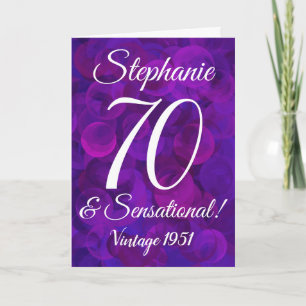 Tarjeta Elegante morado 70 y sensacional personalizado