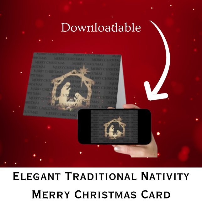 Tarjeta Elegante Natividad Tradicional Feliz Navidad (Elegant Traditional Nativity Merry Christmas Cards)