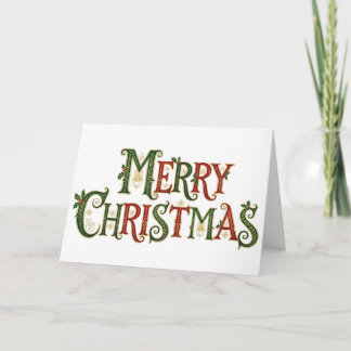 Tarjeta Elegante Navidad Alegre Caligrafía Vintage