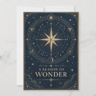 Tarjeta Elegante Navidad Celestial, Vintage de Ocho Puntas