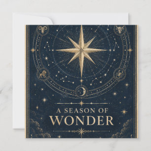 Tarjeta Elegante Navidad Celestial, Vintage de Ocho Puntas