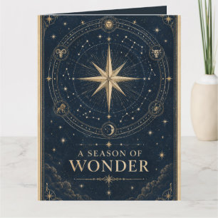 Tarjeta Elegante Navidad Celestial, Vintage de Ocho Puntas