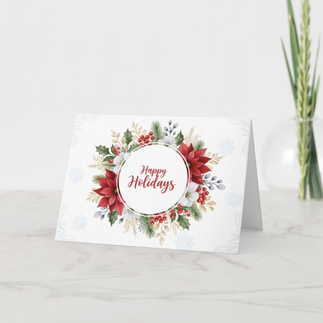 Tarjeta Elegante Navidad con Acuarela Feliz Fiesta (Anverso)