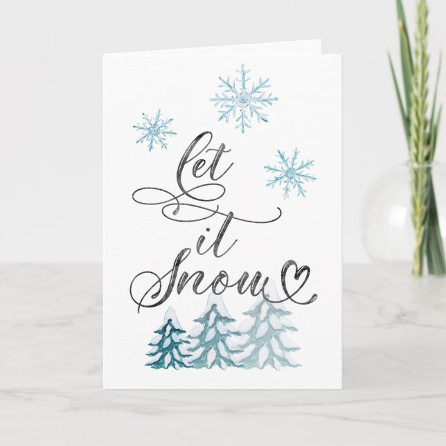 Tarjeta Elegante Navidad Deja que nieve copos de nieve (Anverso)