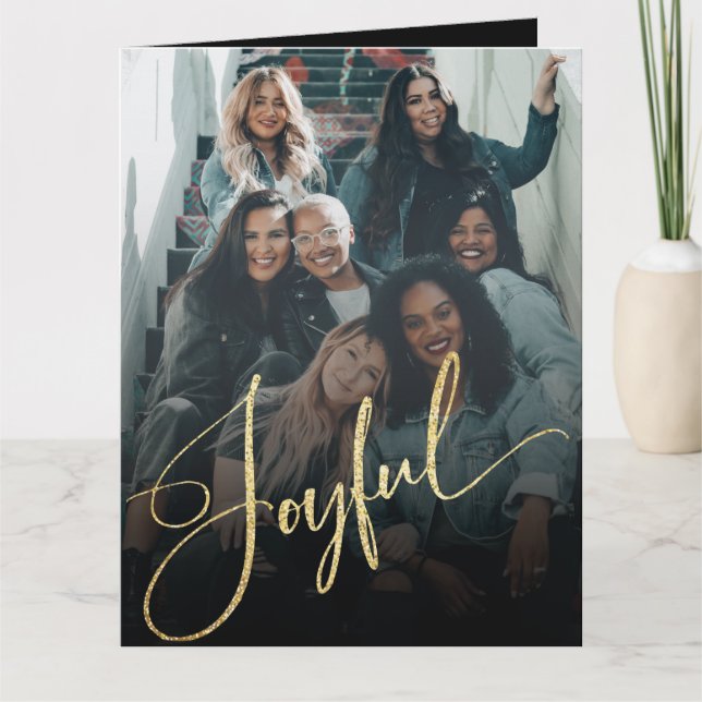 Tarjeta Elegante Navidad dorada alegre (Anverso)