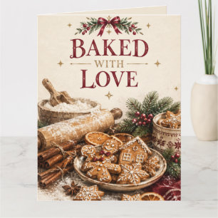 Tarjeta Elegante Navidad Europea, Panadería de Pan de Jeng