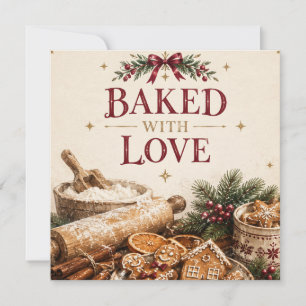 Tarjeta Elegante Navidad Europea, Panadería de Pan de Jeng