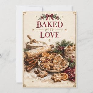 Tarjeta Elegante Navidad Europea, Panadería de Pan de Jeng