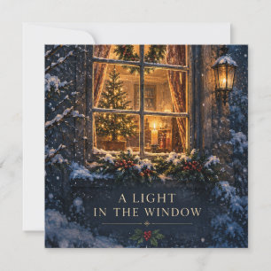 Tarjeta Elegante Navidad, Luz Acogedora en la Ventana de I