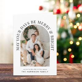 Tarjeta Elegante Navidades de Arco Foto Merry Bright