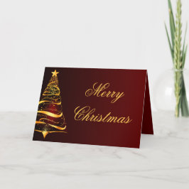 Tarjeta Elegante Navidades minimalistas de árbol de oro sa
