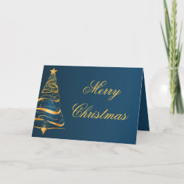 Tarjeta Elegante Navidades minimalistas de árbol de oro sa