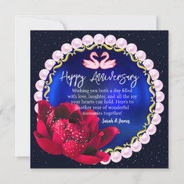 Tarjeta Elegante Navy-Azul 5 Feliz Aniversario Boda