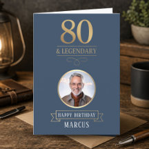 Elegante Navy y Oro 80 y Cumpleaños Legendario