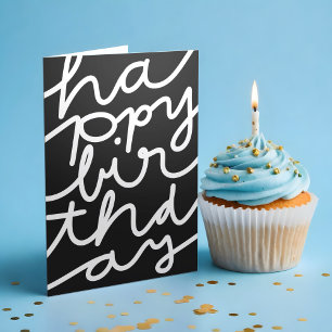 Tarjeta Elegante Negocio Blanco Negro Feliz cumpleaños