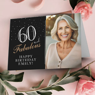 Tarjeta Elegante negro 60 y fabuloso cumpleaños 60 Foto