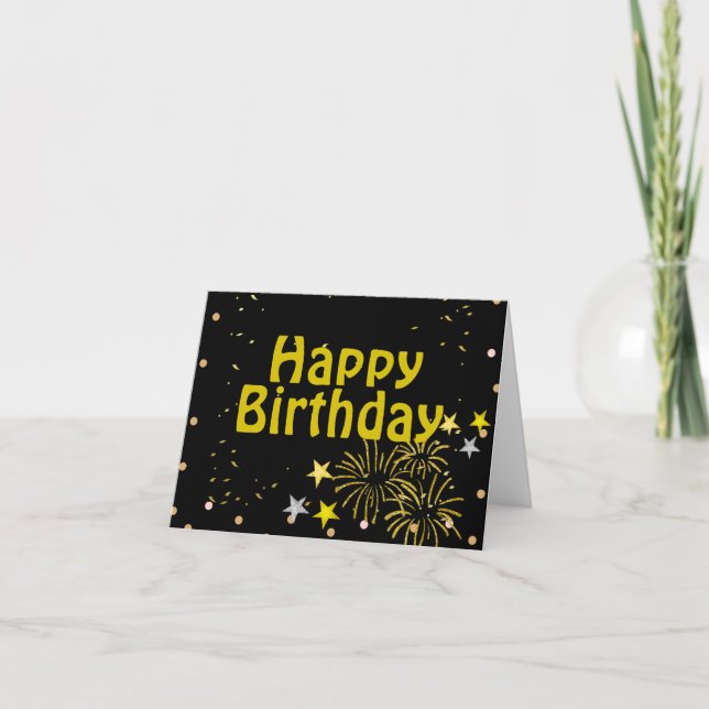 Tarjeta Elegante negro dorado Feliz cumpleaños personaliza (Anverso)