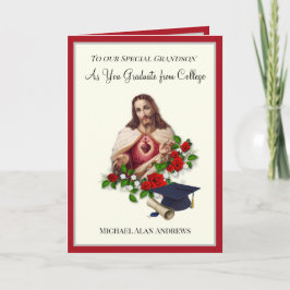 Tarjeta Elegante nieto graduado Rosas del Sagrado Corazón