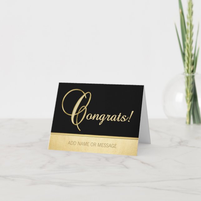 Tarjeta ¡Elegante nombre de oro negro personalizado! (Anverso)