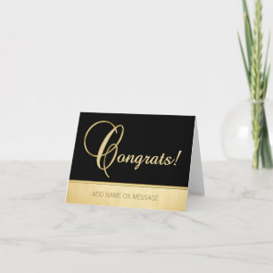 Tarjeta Elegante nombre personalizado negro oro ¡FELICIDAD