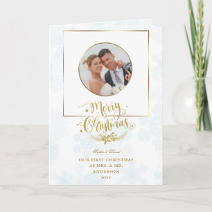 Tarjeta Elegante Nuestra Primera Navidad Como Sr. y Mrs. P
