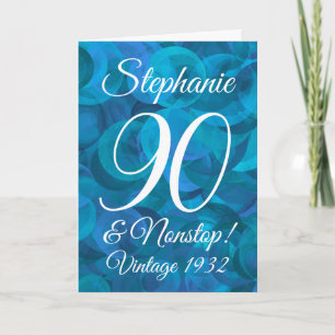 Tarjeta Elegante Ocean Blue 90 y cumpleaños ininterrumpido