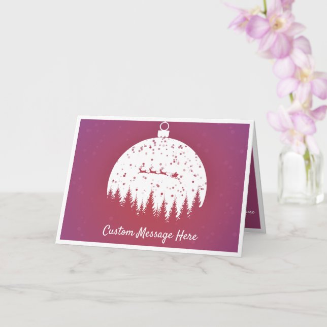 Tarjeta Elegante Ornament Santa Sleigh Navidades (Orquídea)