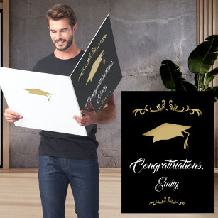 Tarjeta Elegante Ornamento de Oro Felicidades Graduación
